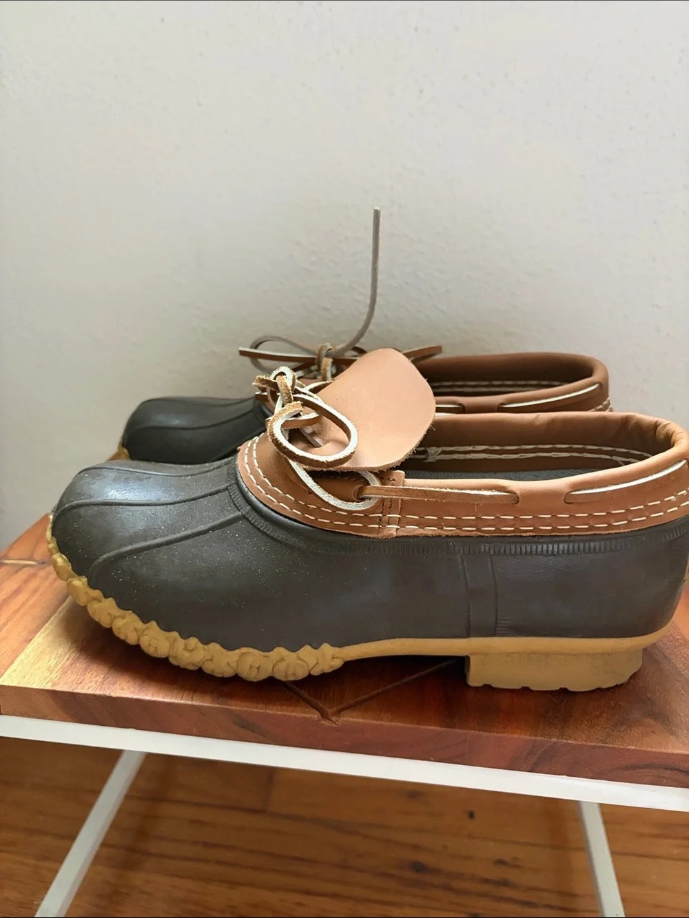 L.L. Bean Brown and Olive Green Women's Winter Rain Duck Shoes